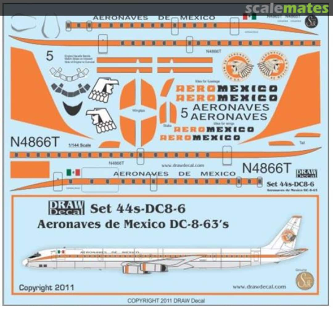 Boxart Douglas DC-8-55/63 Aeronaves de Mexico 44s-DC8-6 Draw Decal