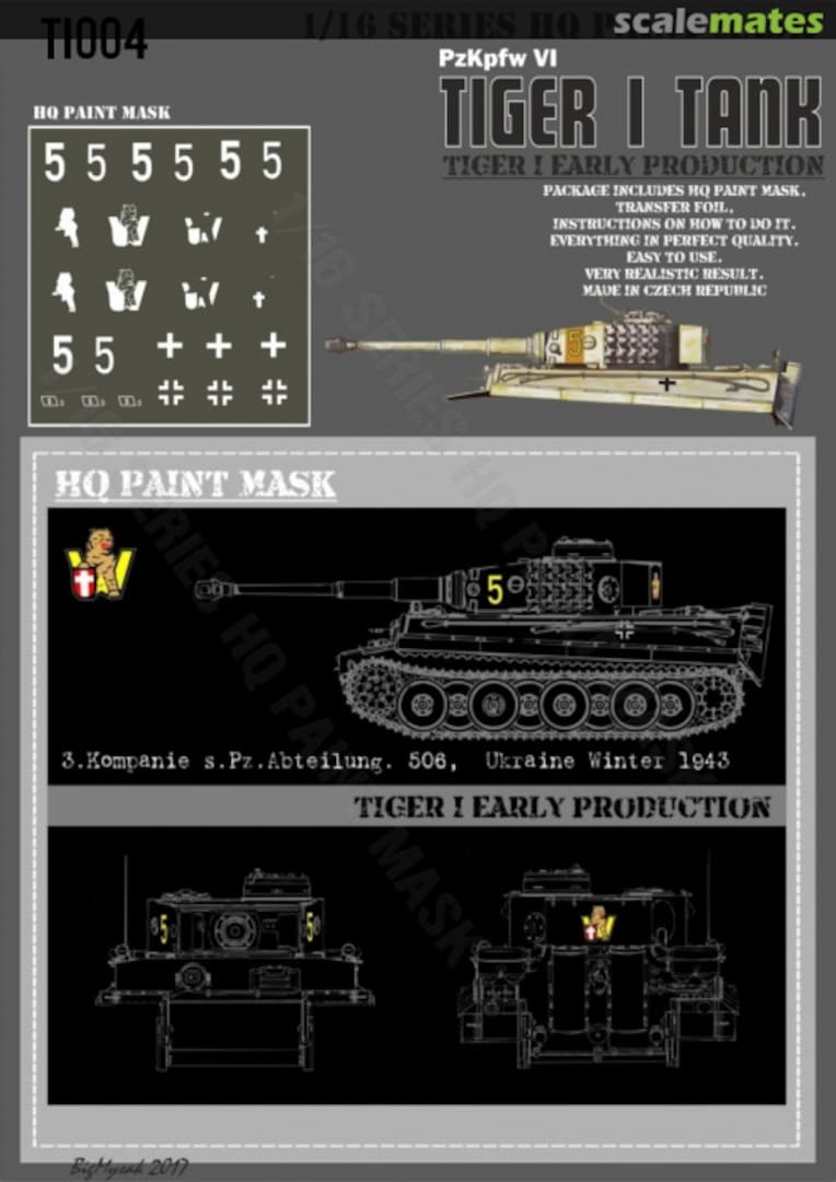 Boxart Tiger I #5 Early Production 3.Komp. S.Pz.Abt.506 Ukraine Winter 1943 Paint Mask TI 004 HQ-Masks