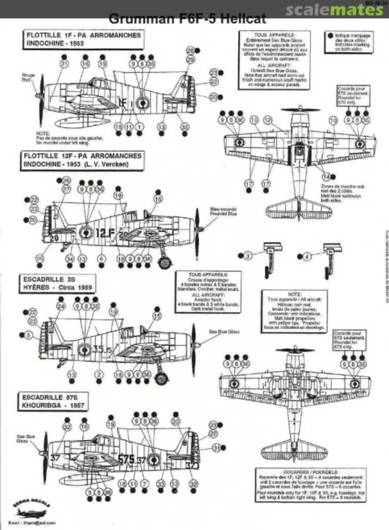 Boxart Grumman F6F-5 Hellcat - Aéronautique Navale BD 48-24 Berna Decals