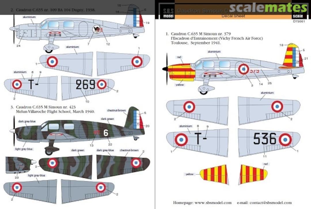 Boxart Caudron Simoun C.635 in Military Service D72001 SBS Model