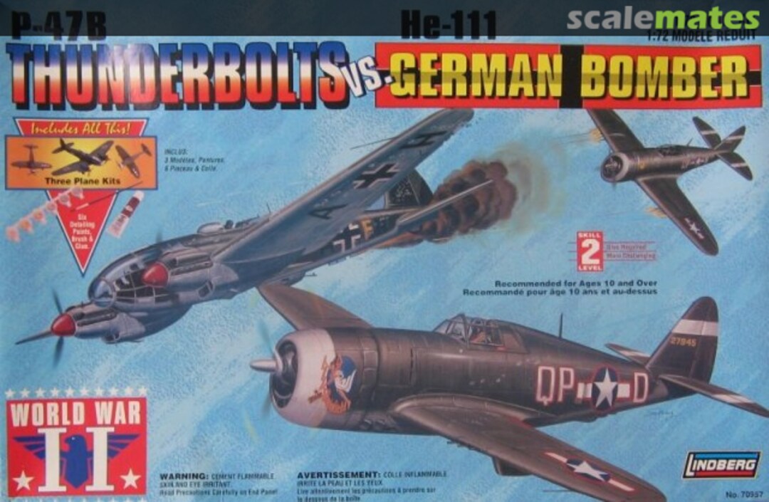 Boxart P-47B Thunderbolt Vs. He-111 German Bomber 70957 Lindberg