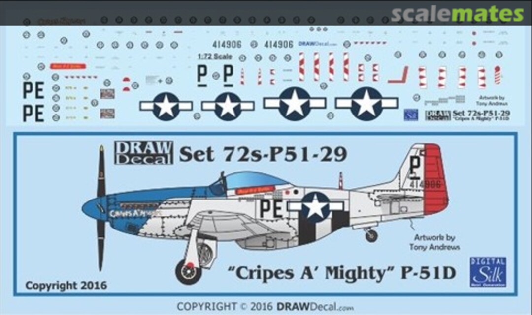 Boxart P-51D “Cripes A’ Mighty” 72-P51-29 Draw Decal