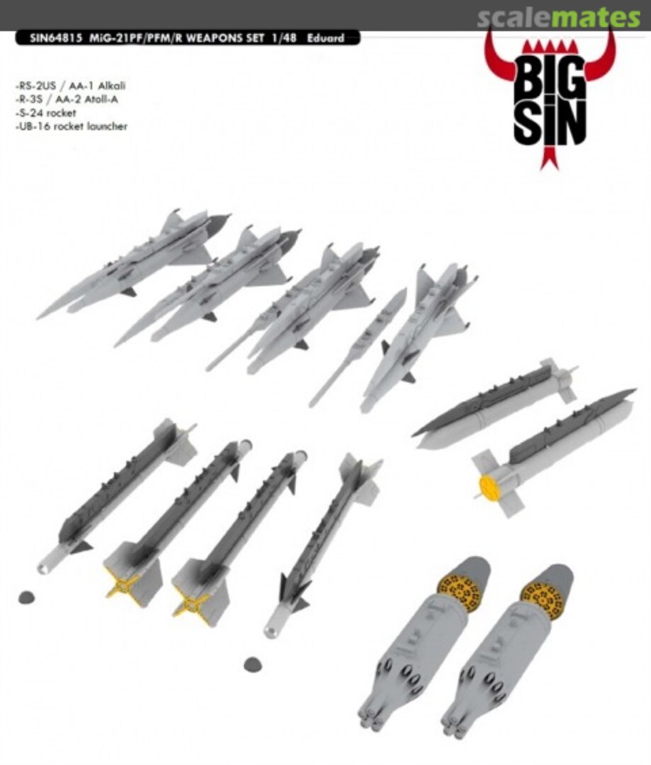 Boxart MiG-21PF/PFM/R Weapons Set SIN64815 Eduard