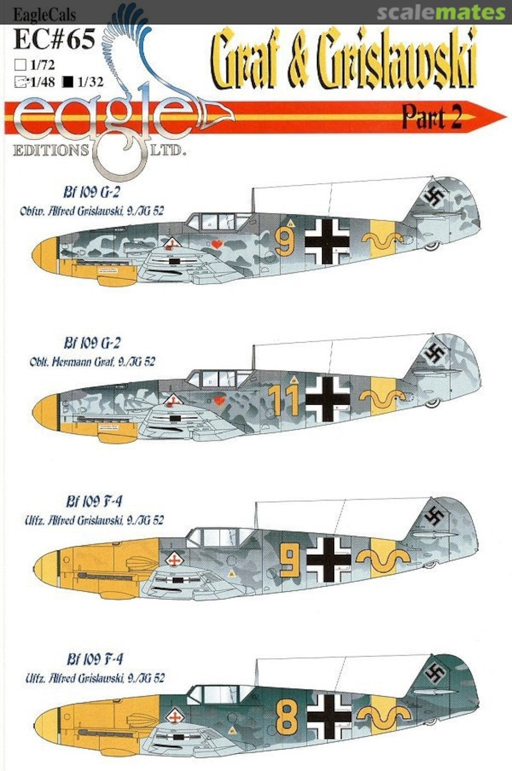 Boxart Messerschmitt Bf 109F-4/G-2 Graf and Grislawski EagleCals EC32-65 Eagle Editions