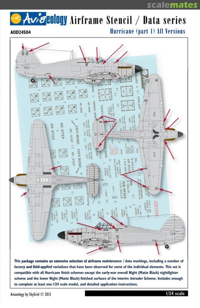 Boxart Hawker Hurricane airframe stencil/data (pt.1) AOD24S04 Aviaeology