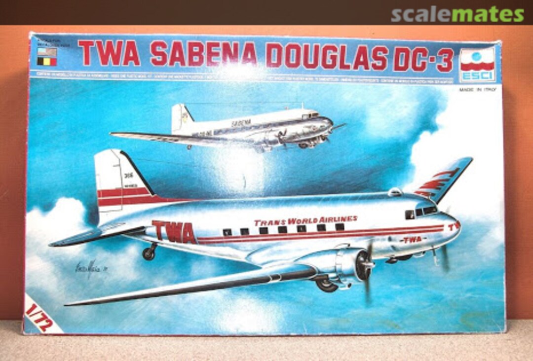 Boxart TWA Sabena Douglas DC-3 9014 ESCI