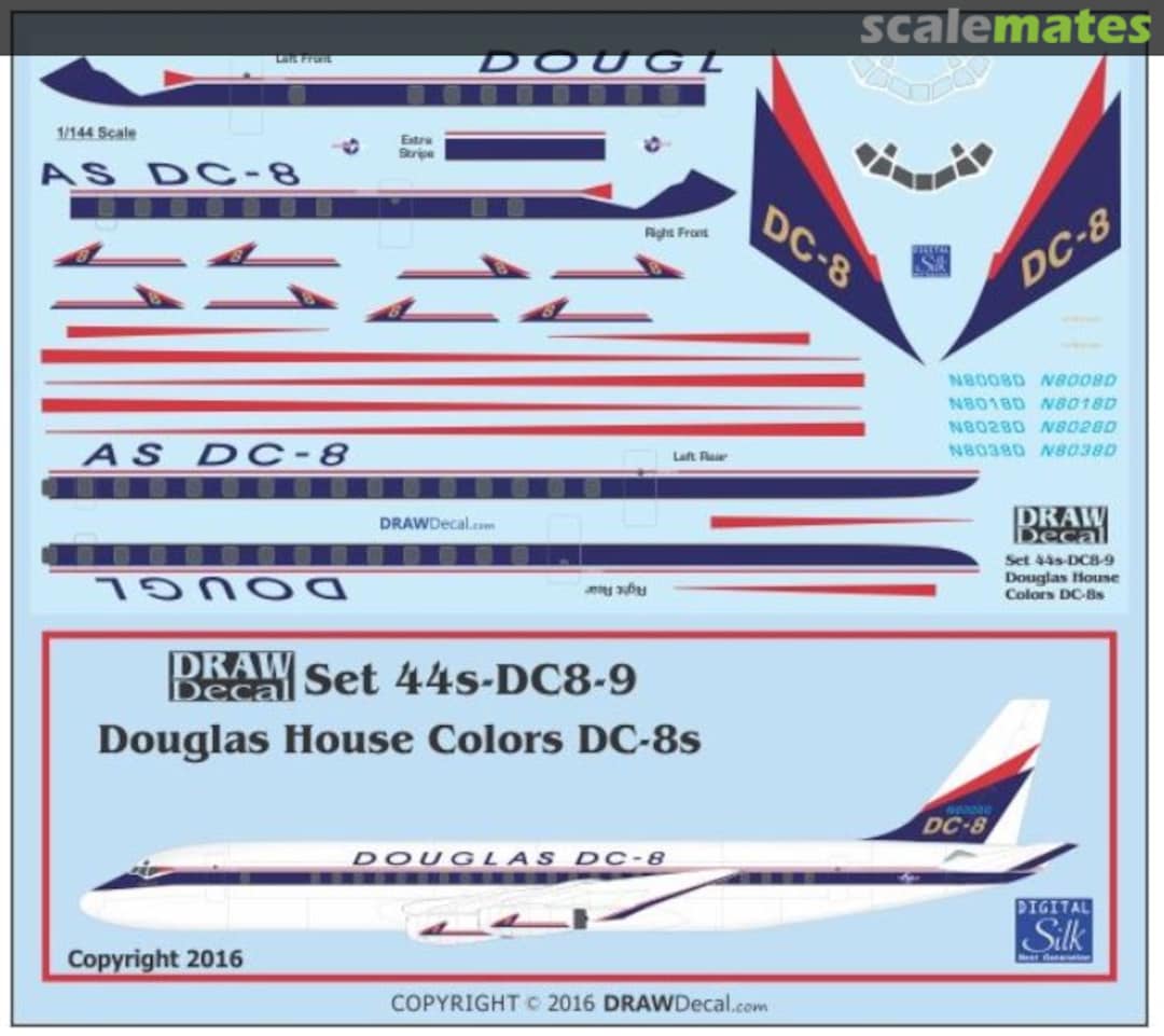 Boxart Douglas DC-8-11 Douglas House Colors 44s-DC8-9 Draw Decal