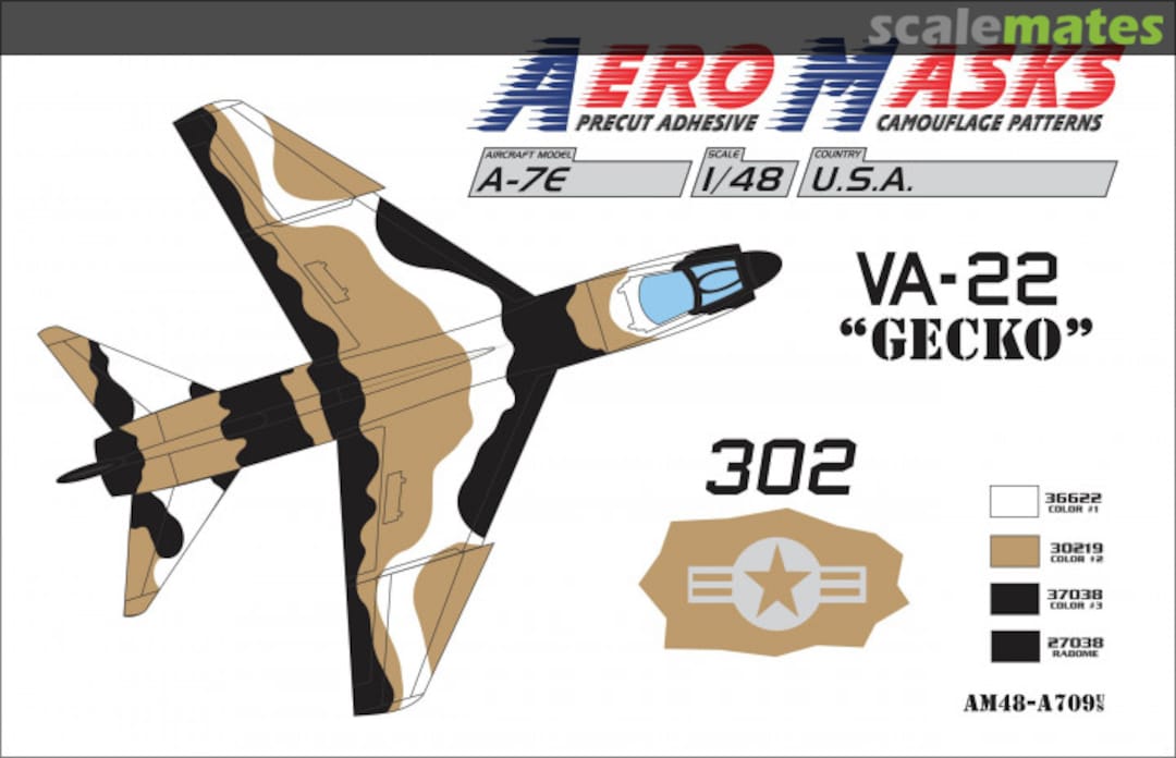 Boxart A-7E USA VA-22 "Gecko" 302Black AM48-A709 AeroMasks