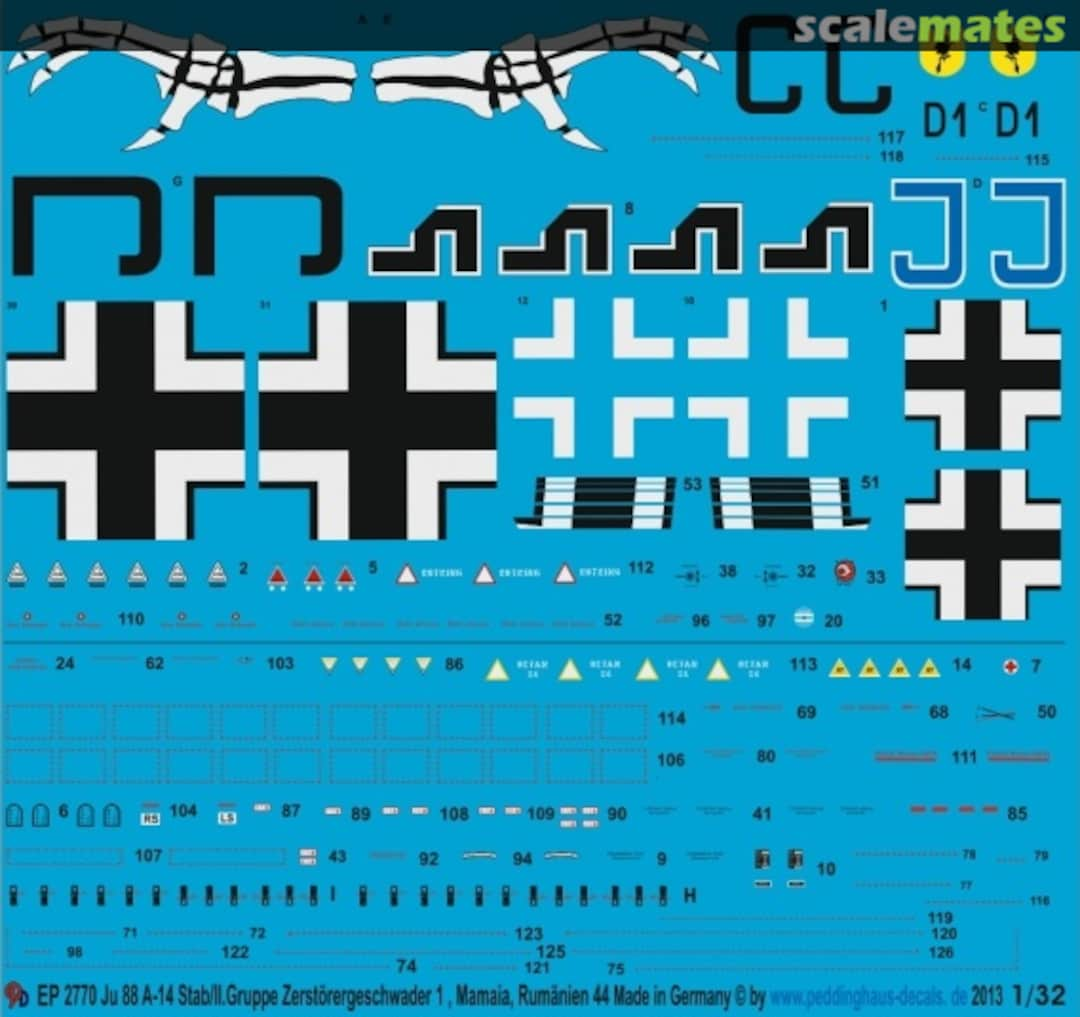 Boxart Ju 88 A-14 EP 2770 Peddinghaus-Decals