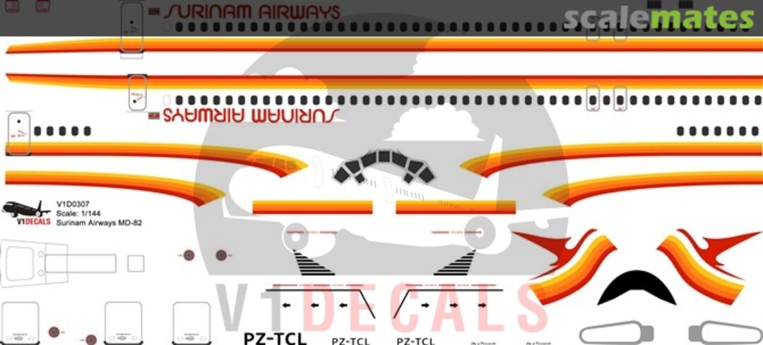 Boxart Surinam Airways McDonnell Douglas MD-82 V1D0307-144 V1 Decals