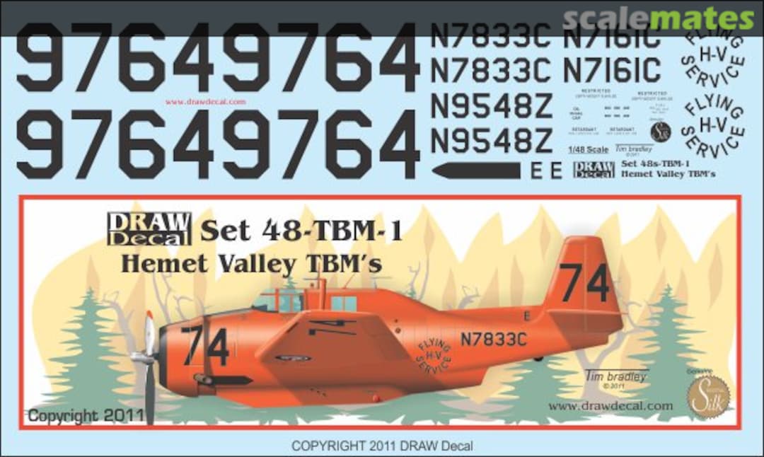 Boxart Hemet Valley TBM Avenger Fire Bombers 48-TBM-1 Draw Decal