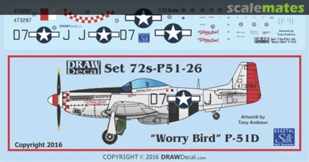 Boxart P-51D “Worry Bird” 72-P51-26 Draw Decal