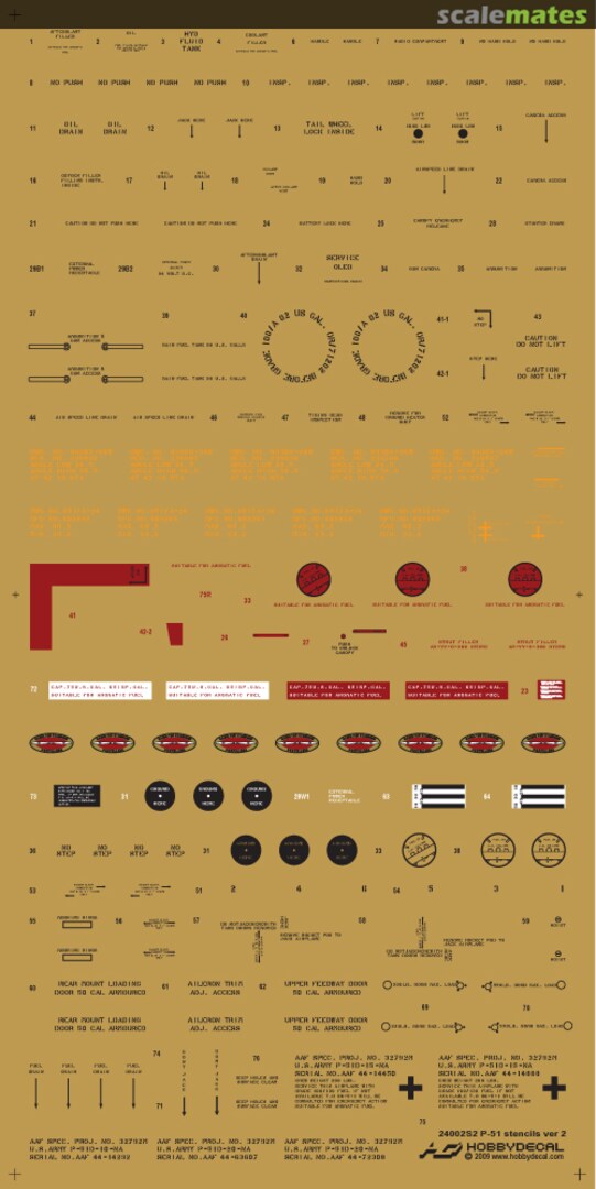 Boxart P-51 Mustang Stencils Ver 1.0 ST24002V1 HobbyDecal