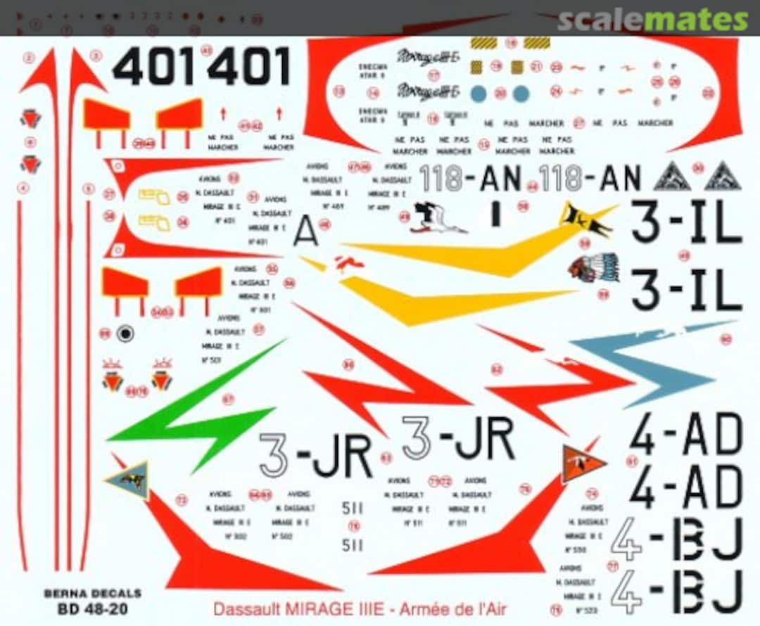 Boxart Dassault Mirage III E BD 48-20 Berna Decals