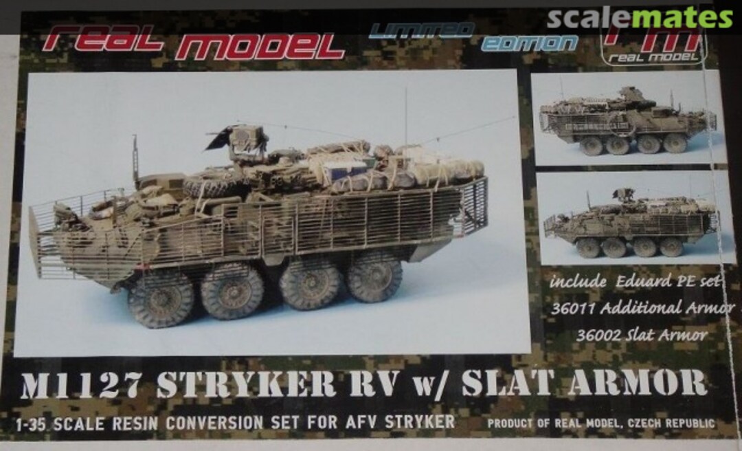 Boxart US M1127 Stryker RV w/ SLAT armor RM35122 Real Model