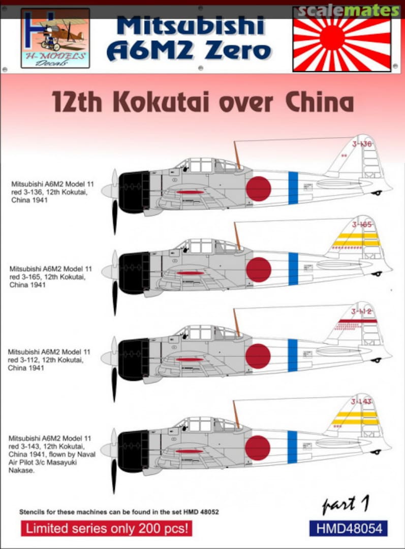 Boxart Mitsubishi A6M2 12th Kokutai Over China HMD48054 H-Models Decals