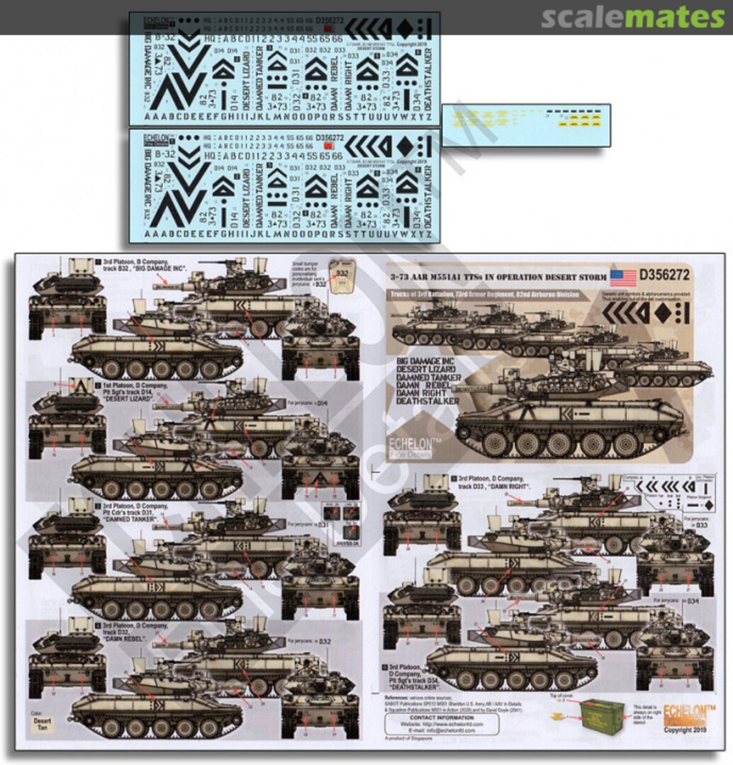 Boxart 3-73 AAR M551A1 TTSs IN OPERATION DESERT STORM D356272 Echelon Fine Details