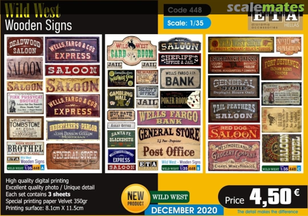 Boxart Wild West - Wooden signs 448 ETA Diorama Accessories