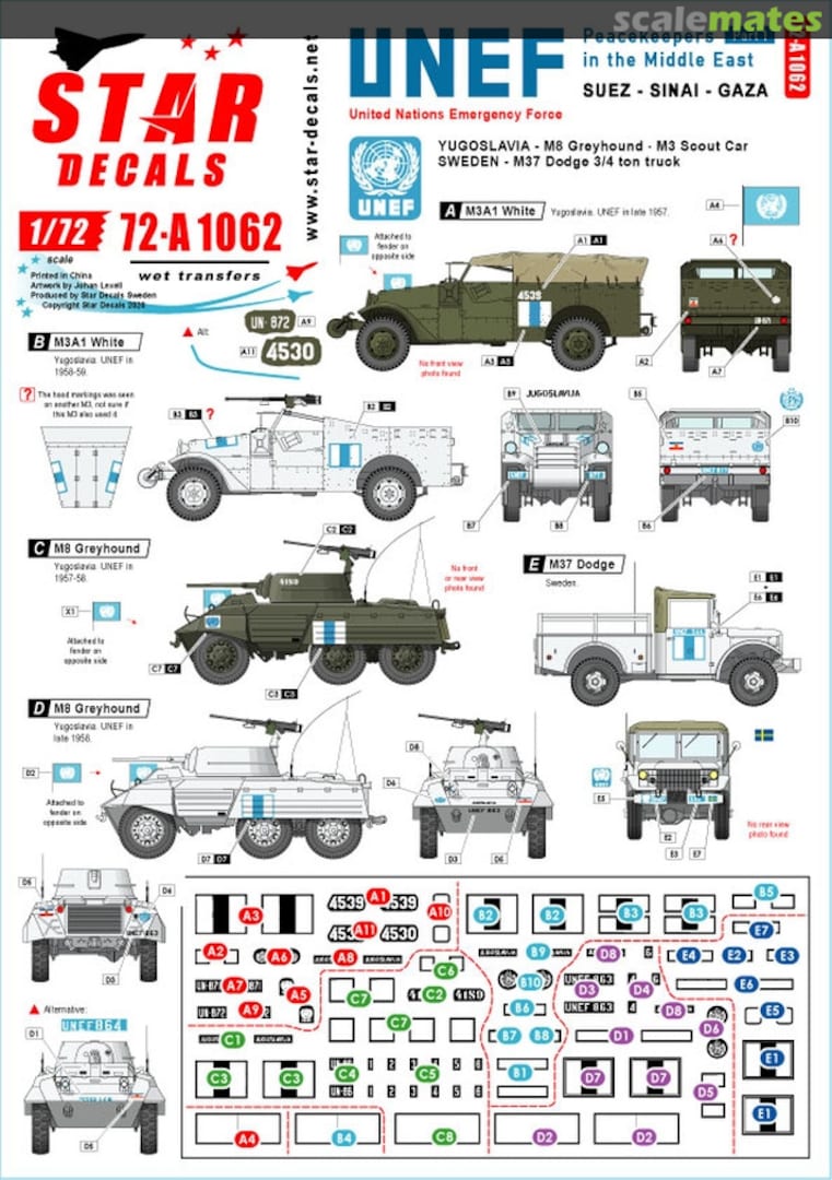 Boxart Peacekeepers in the Middle East # 1. 72-A1062 Star Decals