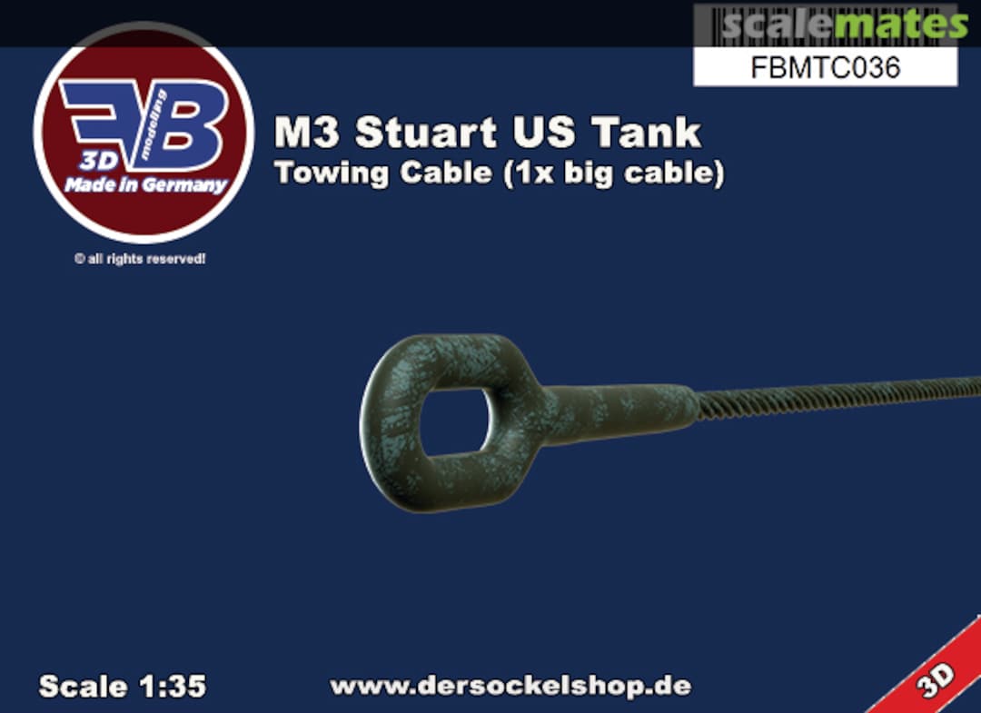 Boxart M3 Stuart US Tank, Towing Cable FBMTC036 FB Modelling