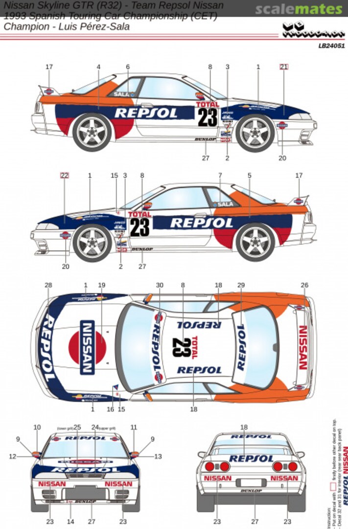 Boxart Nissan Skyline GTR (R32) - Team Repsol Nissan 1993 Spanish Touring Car Championship (CET) Champion - Luis Pérez-Sala LB24051 LB Production