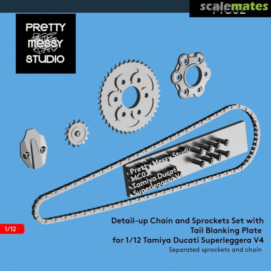 Boxart Chain and Sprockets set for Tamiya 1/12 Superleggera V4 MC02 Pretty Messy Studio