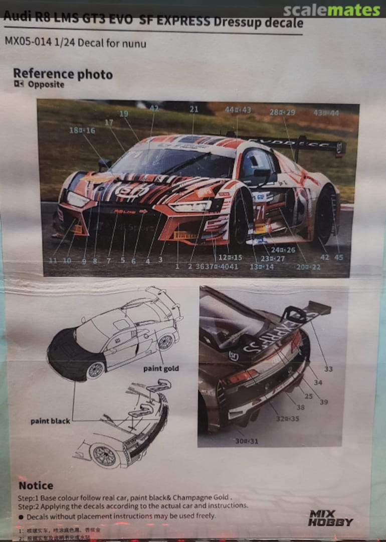 Boxart Audi R8 LMS GT3 Evo SF Express Dressup Decal MX05-014 MIX Hobby