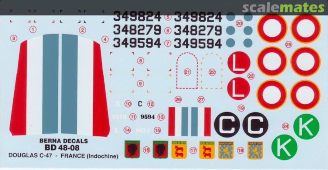 Boxart Douglas C-47 Skytrain - France (Indochine) BD 48-08 Berna Decals