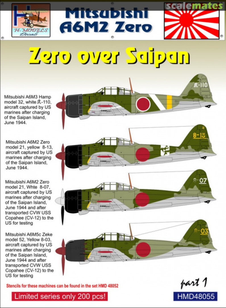 Boxart Mitsubishi A6M2 HMD48055 H-Models Decals