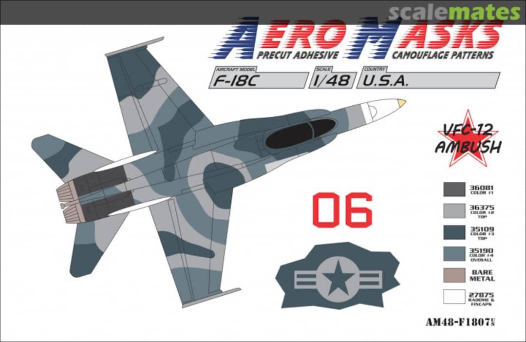 Boxart F-18C USA VFC-12 Ambush 06Red AM48-F1807 AeroMasks