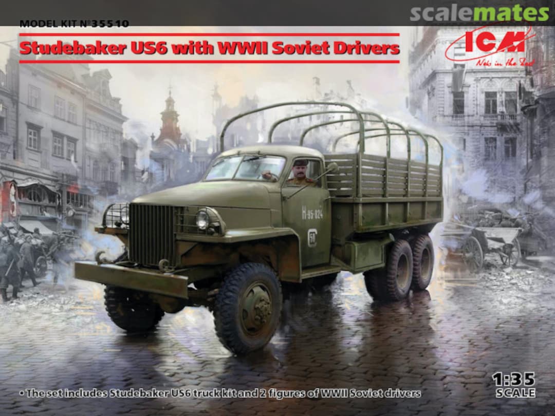 Boxart Studebaker US6 with WWII Soviet Drivers 35510 ICM