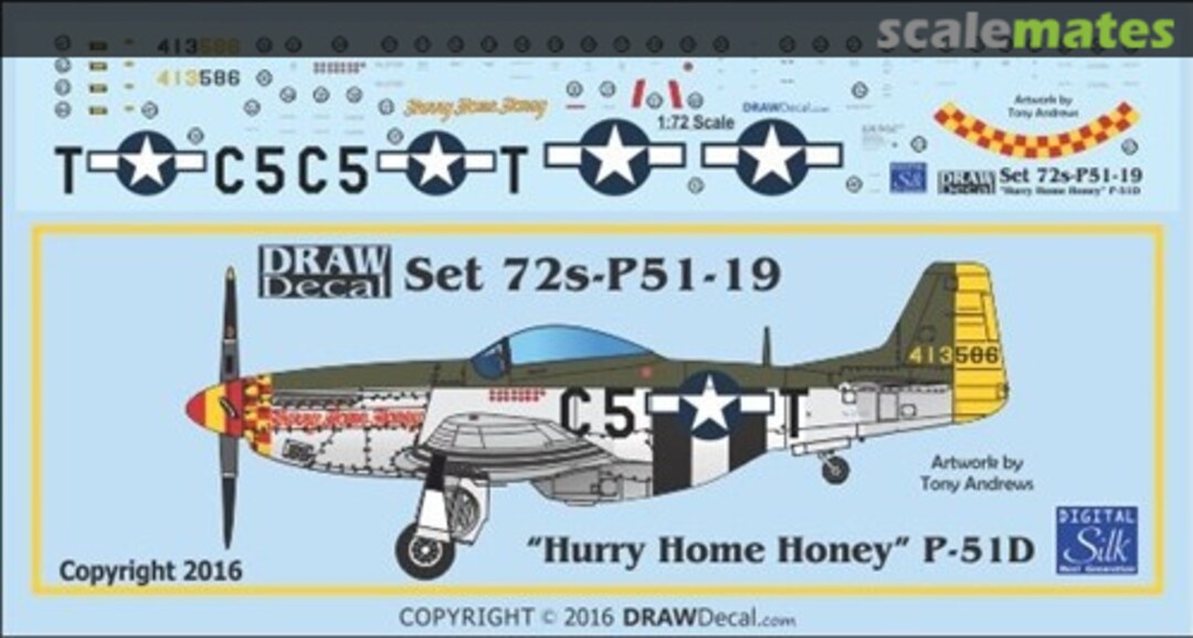 Boxart P-51D “Hurry Home Honey” 72-P51-19 Draw Decal