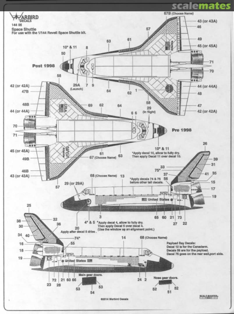 Boxart Space Shuttle (Pre and Post 1998) 14405 Warbird Decals