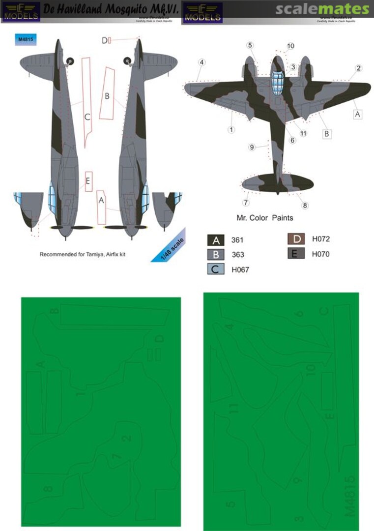 Boxart De Havilland Mosquito Mk.VI (Camouflage Painting Masks) M4815 LF Models