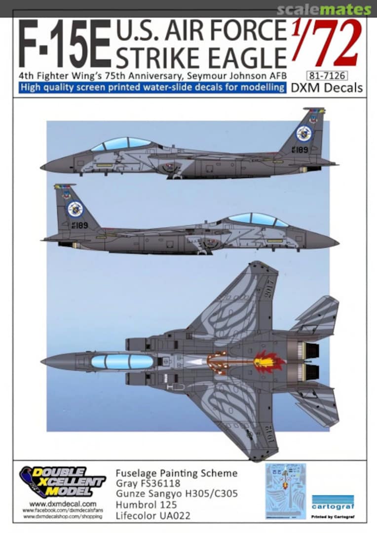 Boxart F-15E U.S. Air Force Strike Eagle 81-7126 DXM Decals