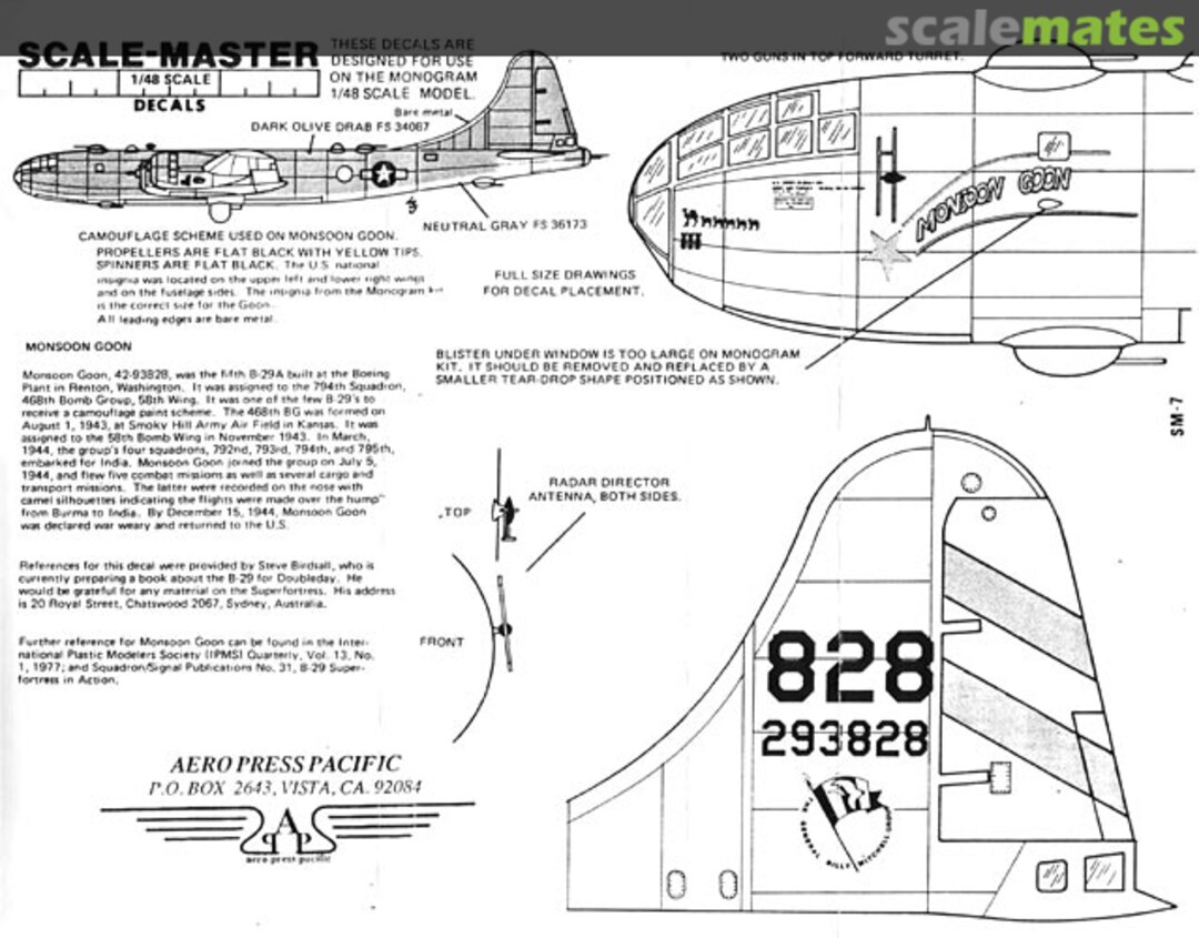 Boxart B-29 "Monsoon Goon" SM-7 Scale-Master