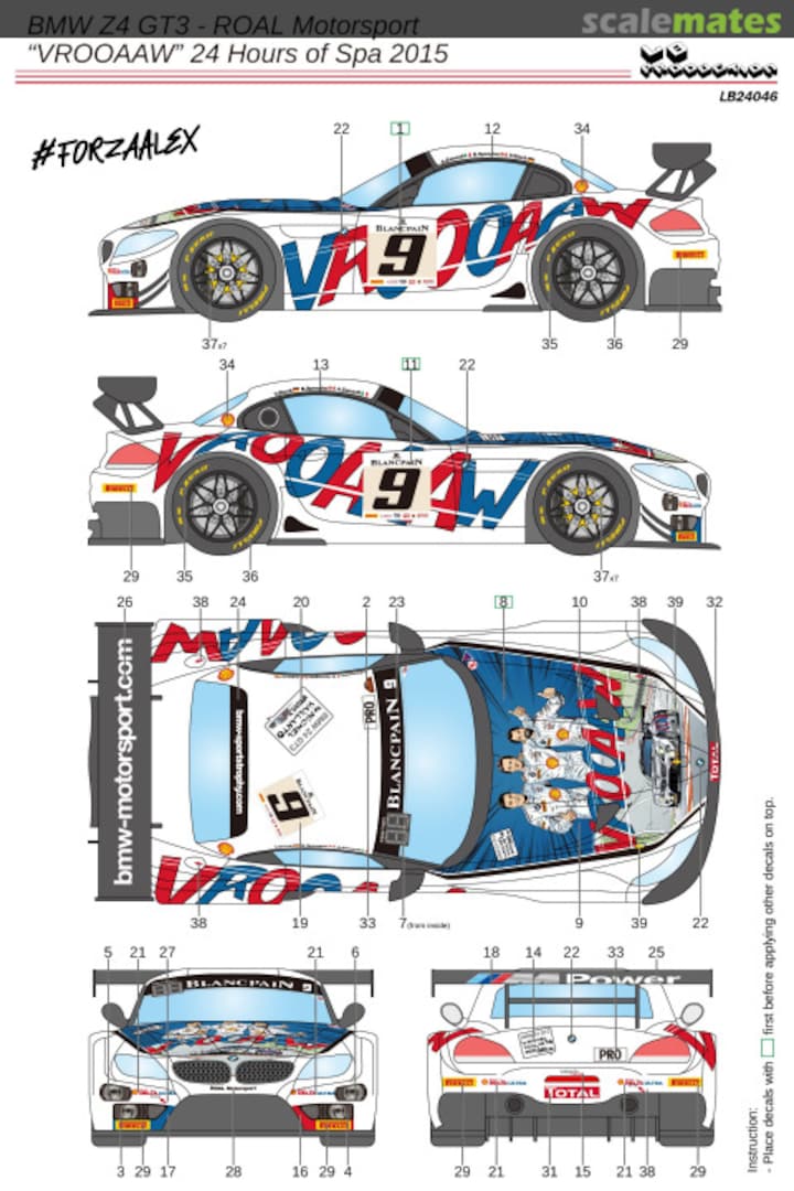 Boxart BMW Z4 GT3 ROAL Motorsport ''VROOAAAW'' 24H of Spa 2015 LB24046 LB Production