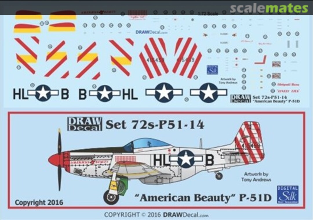 Boxart P-51D “American Beauty” 72-P51-14 Draw Decal