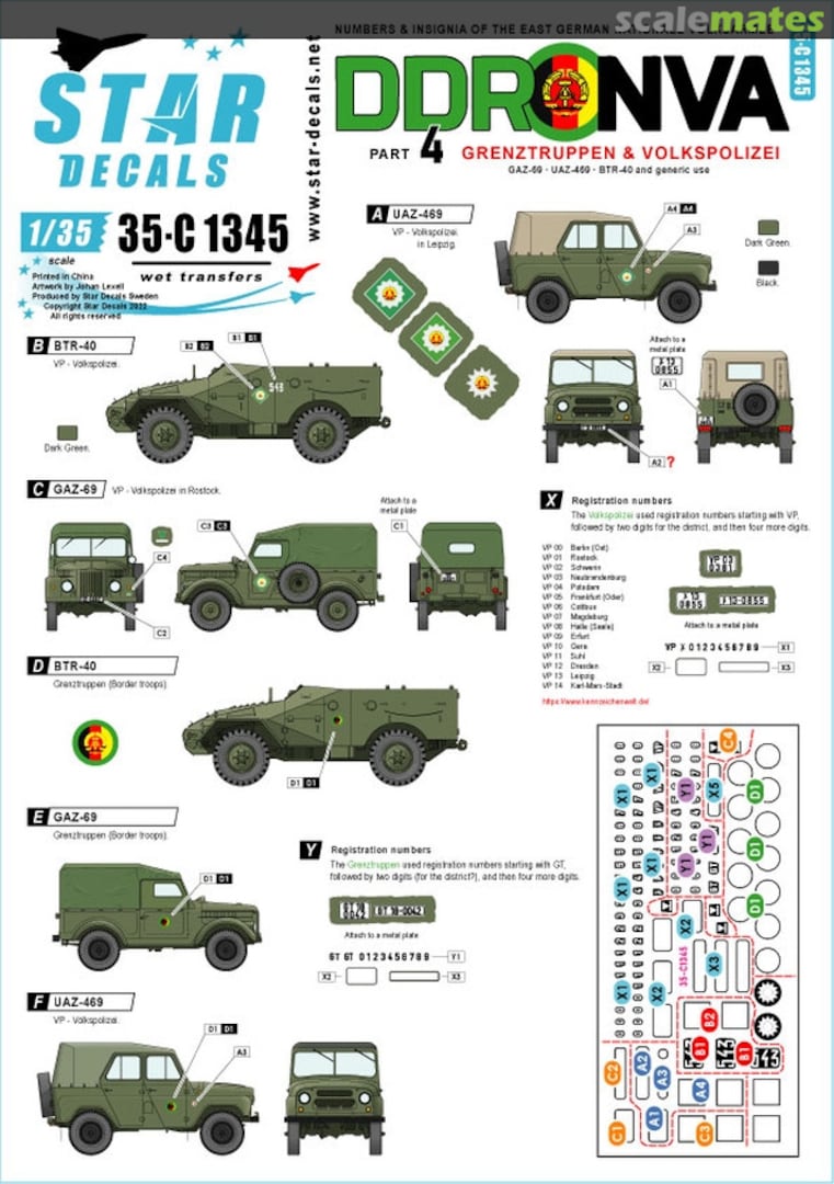 Boxart DDR - NVA # 4 35-C1345 Star Decals