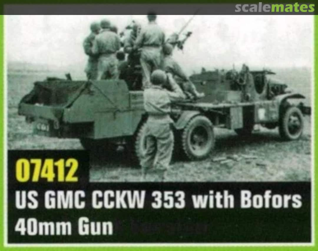 Boxart GMC CCKW 353 with mounted 40mm Bofors Gun 07412 Trumpeter