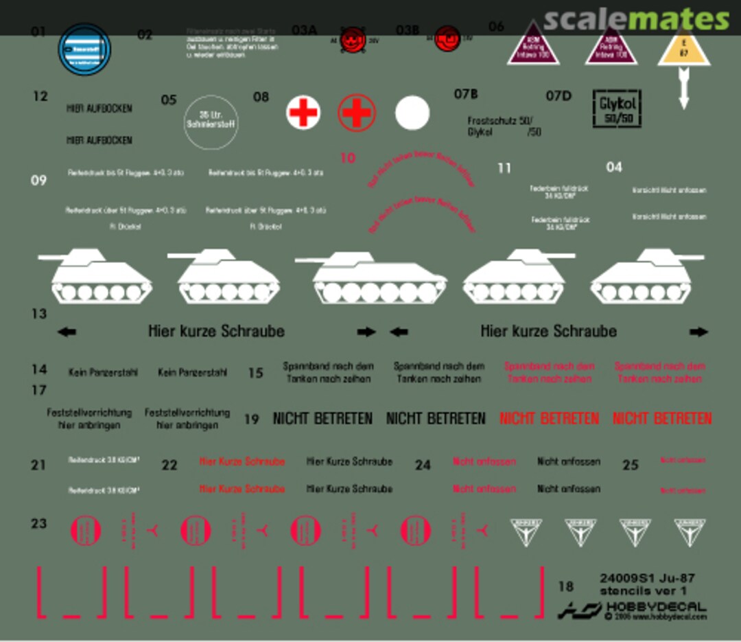 Boxart Ju 87 Stuka Stencils Ver 1.0 ST24009V1 HobbyDecal