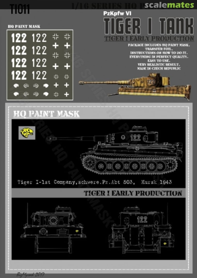 Boxart Tiger I #122 Late Production 2st Kompanie schwere Pz.Abt.503 Kursk 1943 Paint Mask TI 011 HQ-Masks