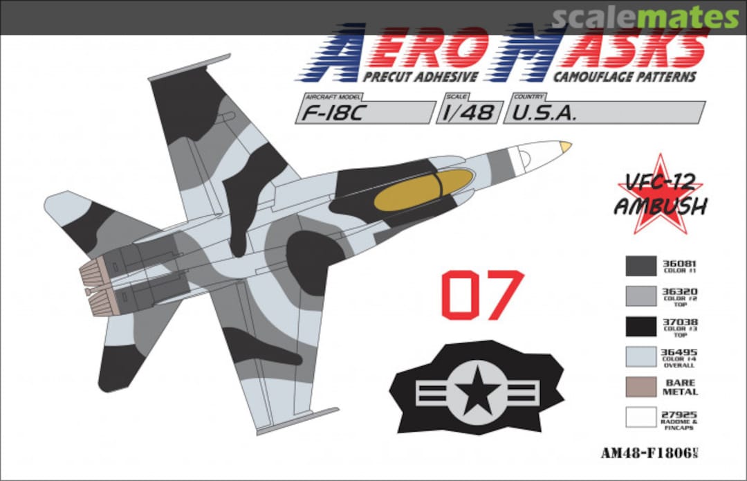 Boxart F-18C USA VFC-12 Ambush 07Red AM48-F1806 AeroMasks