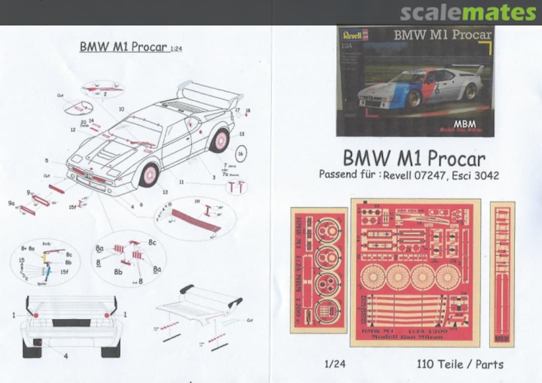 Boxart Fotogeätztes Detail Set für BMW M1 Procar MBM026 MBM Modell Bau Mürau