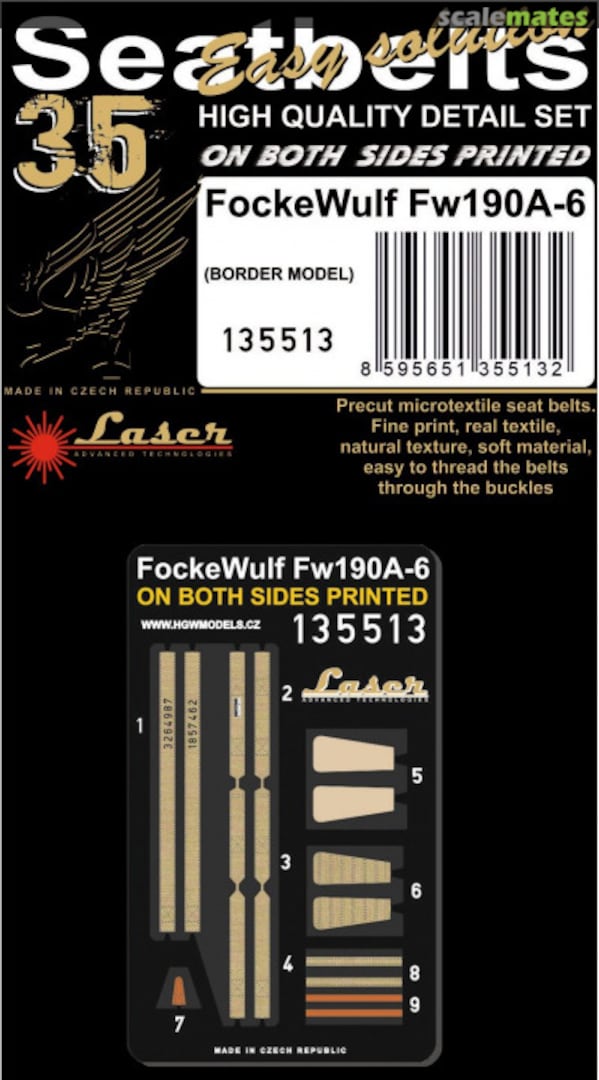 Boxart Focke Wulf Fw 190A-6 - Seatbelts 135513 HGW Models