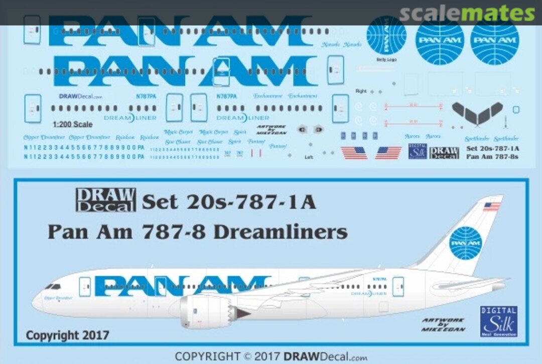 Boxart Pan Am 787-8 Dreamliners 20-787-1A Draw Decal