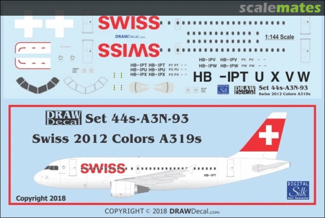 Boxart Swiss 2012 Scheme A319s 44-A3N-93 Draw Decal