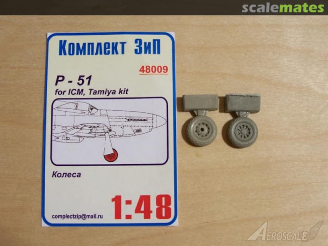 Boxart P-51 mainwheels 48009 Komplekt Zip