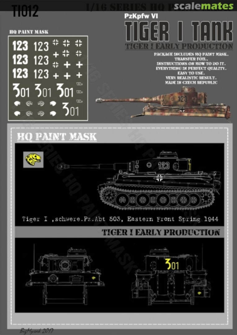 Boxart Tiger I #123 Late Production schwere Pz.Abt.503 Eastern Front Spring 1944 Paint Mask TI 012 HQ-Masks