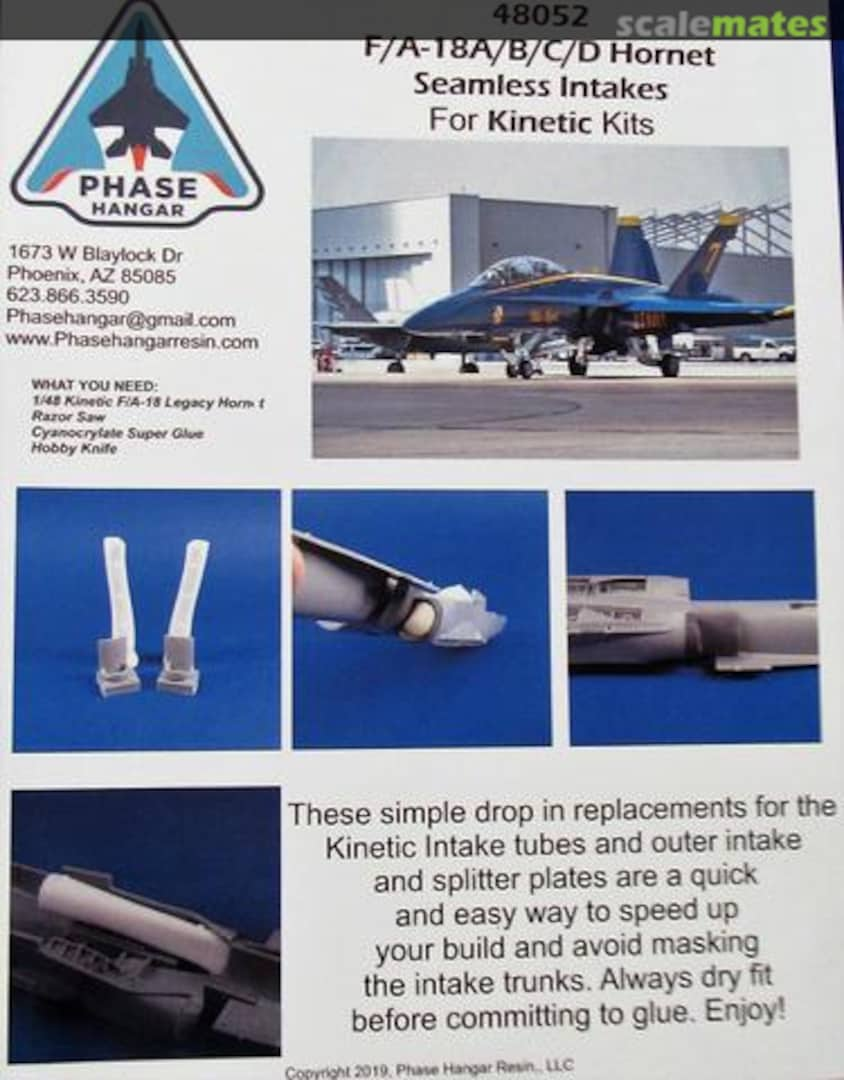 Boxart F/A-18A/B/C/D Legacy Hornet - Seamless Intakes 48052 Phase Hangar Resin